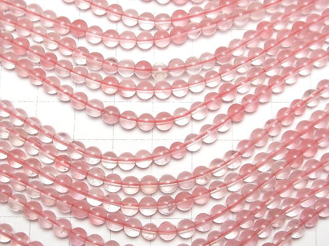 Cherry Quartz Glass  Round 4mm 1strand beads (aprx.15inch/37cm)