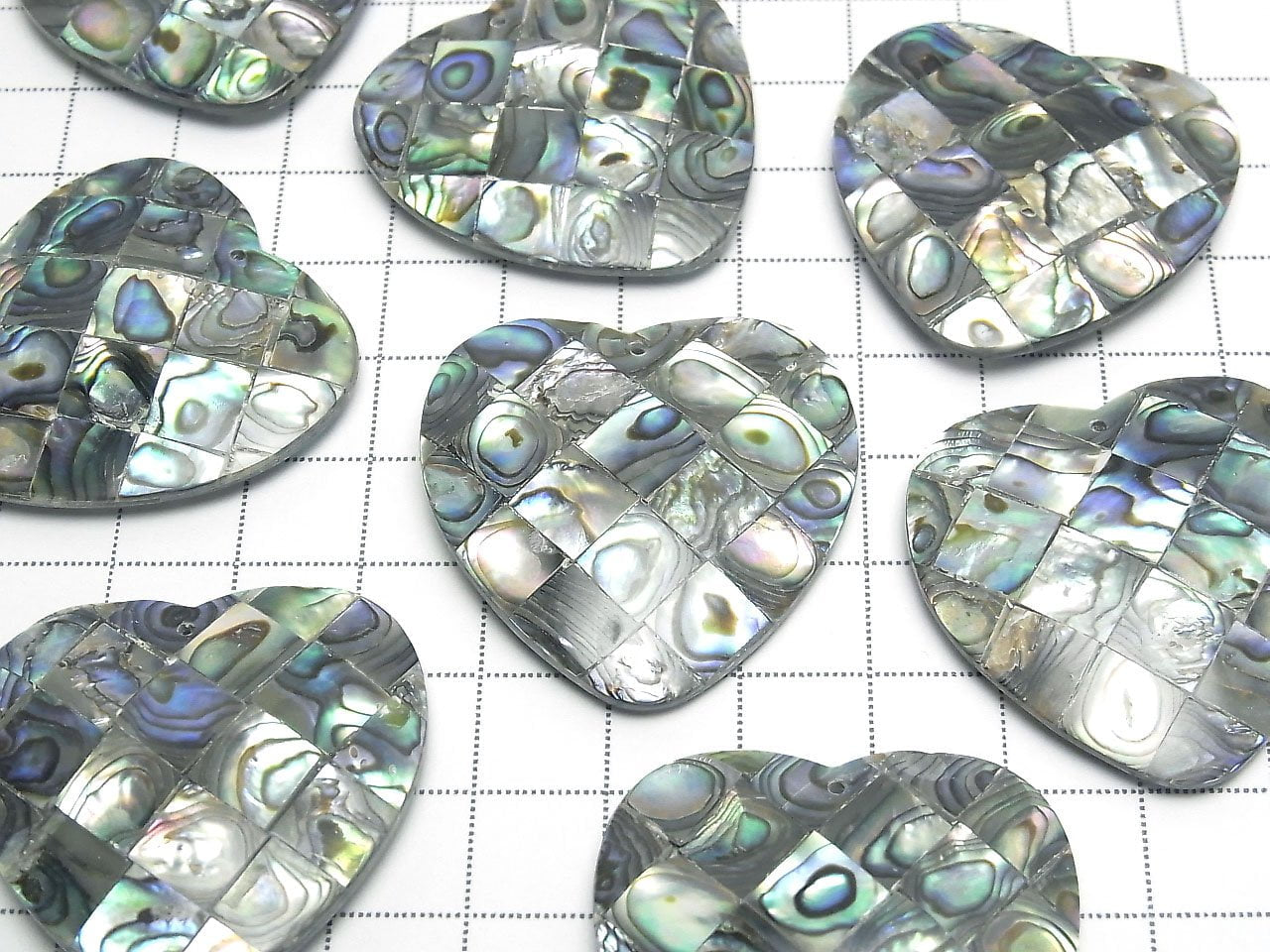 Cœur mosaïque en coquillage 35x35x8mm Nacre d'ormeau 1 pièce 3,79 $ !