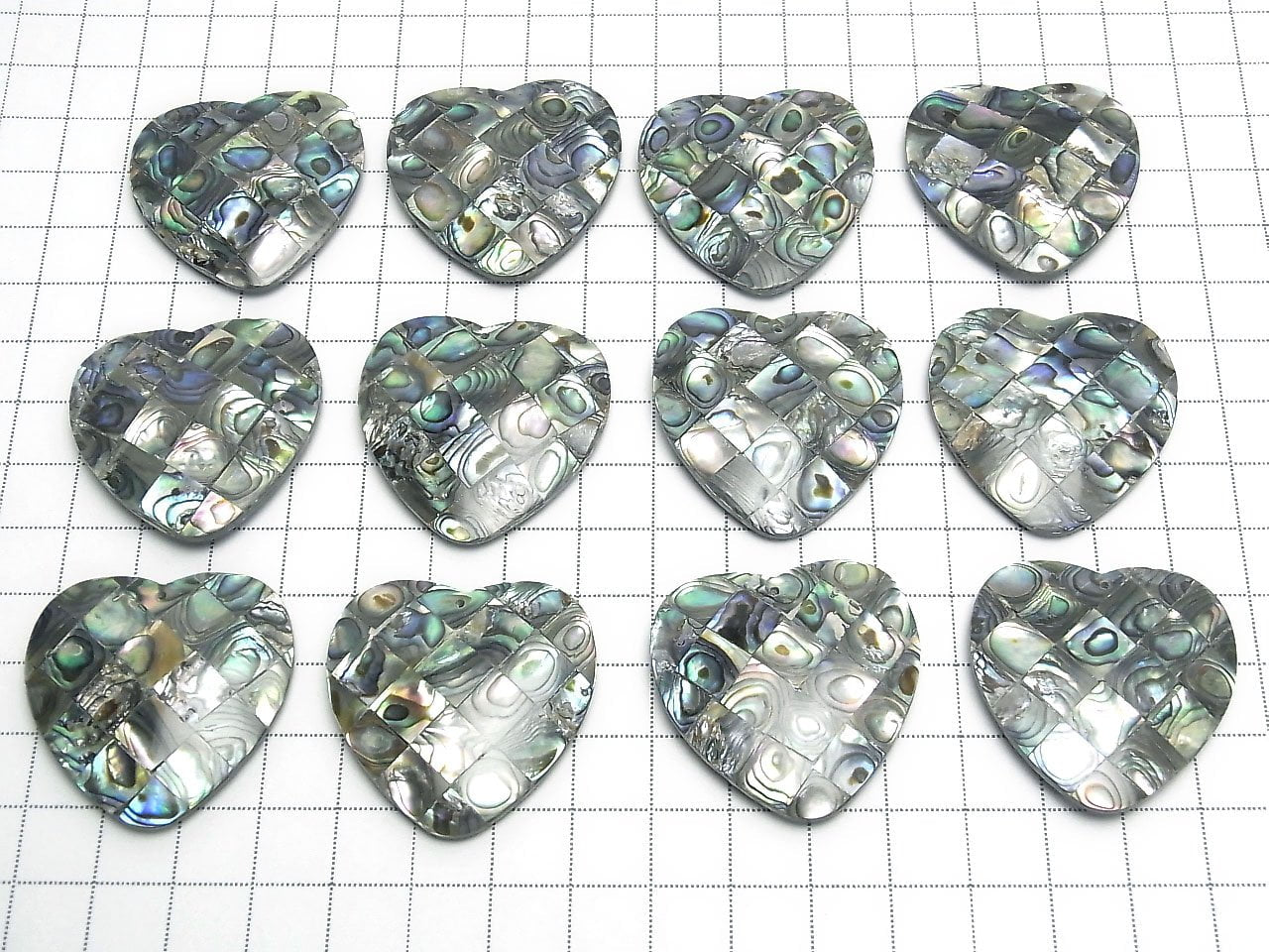 Cœur mosaïque en coquillage 35x35x8mm Nacre d'ormeau 1 pièce 3,79 $ !