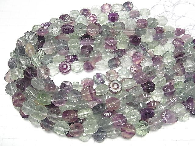 [Video] Multicolor Fluorite AAA Flower 12x12x8mm 1/4 or 1strand beads (aprx.15inch / 38cm)