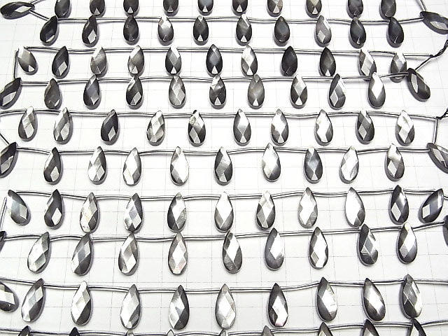 [Video]High Quality Black Shell (Black-lip Oyster )AAA Faceted Pear Shape 18x8x5mm 1/4 or 1strand beads (aprx.15inch/37cm)