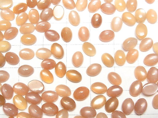 [Video] High Quality Orange Moonstone AAA- Oval Cabochon 7x5mm 5pcs $4.79!