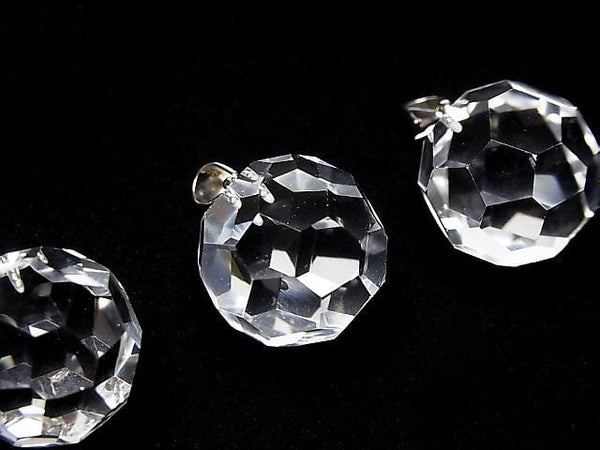 [Video] Crystal AAA+ "Bucky Ball" Faceted Round 18mm Pendant Silver925 1pc