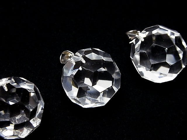 [Video] Crystal AAA+ "Bucky Ball" Faceted Round 18mm Pendant Silver925 1pc
