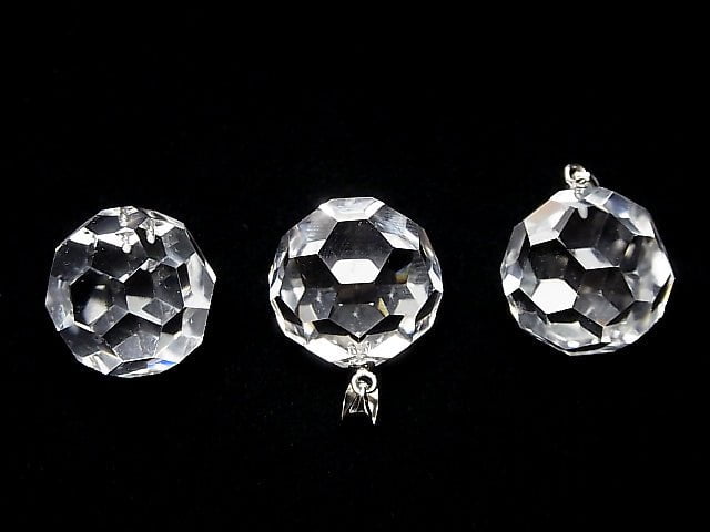 [Video] Crystal AAA+ "Bucky Ball" Faceted Round 18mm Pendant Silver925 1pc