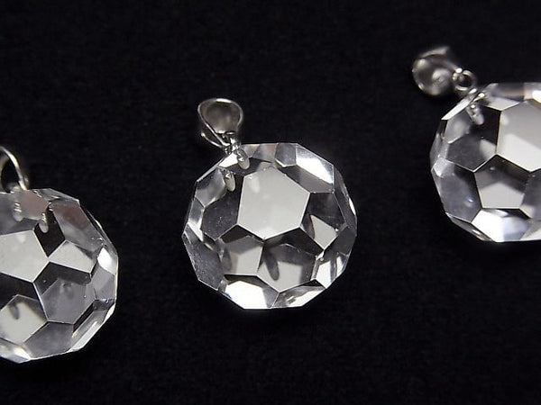 [Video] Crystal AAA+ "Bucky Ball" Faceted Round 16mm Pendant Silver925 1pc