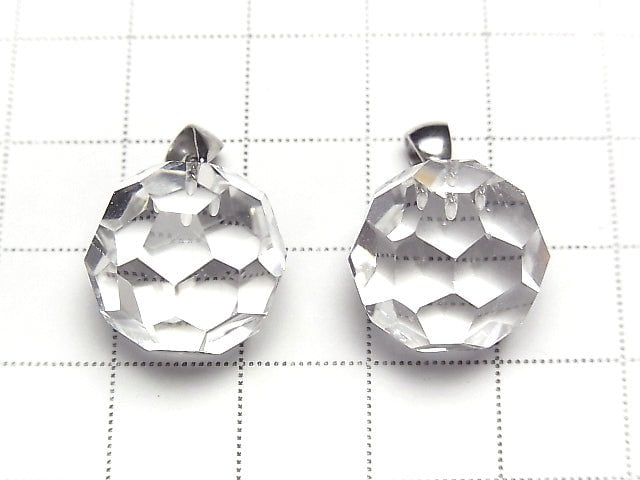 [Video] Crystal AAA+ "Bucky Ball" Faceted Round 16mm Pendant Silver925 1pc