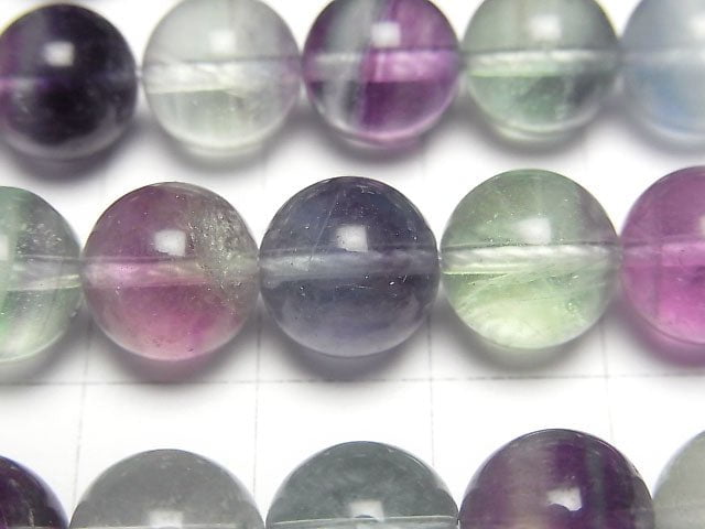 [Video] Multi color Fluorite AA++ Round 10mm half or 1strand beads (aprx.15inch/37cm)