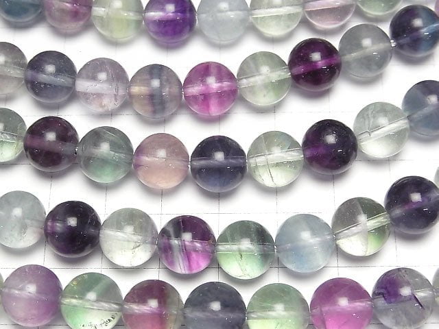 [Video] Multi color Fluorite AA++ Round 10mm half or 1strand beads (aprx.15inch/37cm)