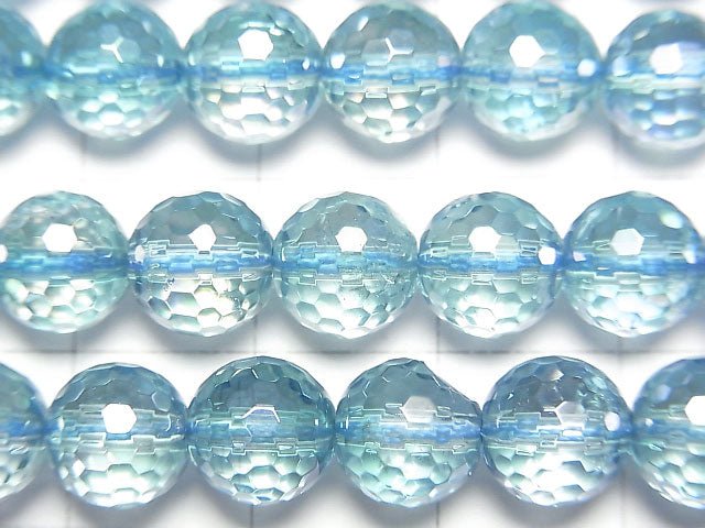 [Video] Aqua Aura Crystal Quartz  128Faceted Round 8mm half or 1strand beads (aprx.15inch/38cm)