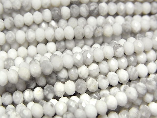 High Quality!  1strand $9.79! Howlite Magnesite  Faceted Button Roundel 3x3x2mm 1strand beads (aprx.15inch/37cm)