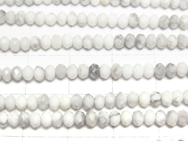 High Quality!  1strand $9.79! Howlite Magnesite  Faceted Button Roundel 3x3x2mm 1strand beads (aprx.15inch/37cm)