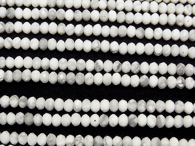 High Quality!  1strand $9.79! Howlite Magnesite  Faceted Button Roundel 3x3x2mm 1strand beads (aprx.15inch/37cm)