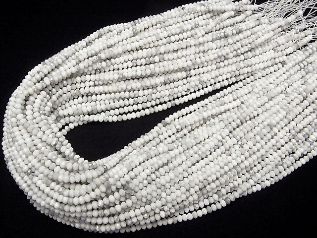 High Quality!  1strand $9.79! Howlite Magnesite  Faceted Button Roundel 3x3x2mm 1strand beads (aprx.15inch/37cm)