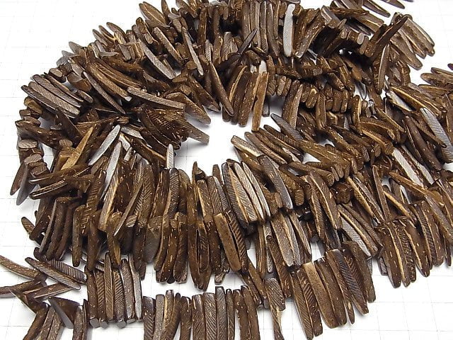 1strand $4.19! Coconut Stick Brown Top Side Drilled Hole 1strand beads (aprx.15inch / 38cm)