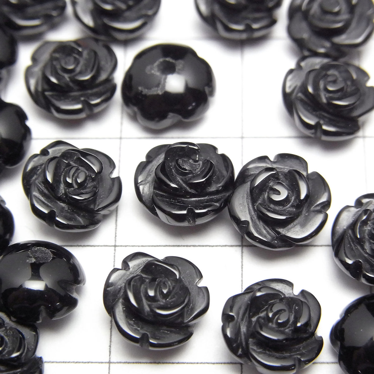 Onyx Rose 8mm [halb durchbohrtes Loch] 4 Stück