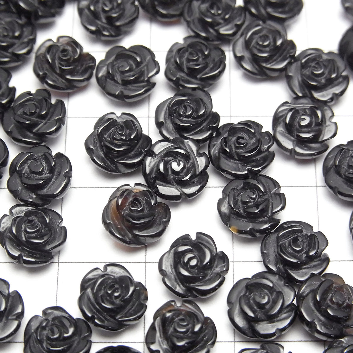 Onyx Rose 8mm [halb durchbohrtes Loch] 4 Stück