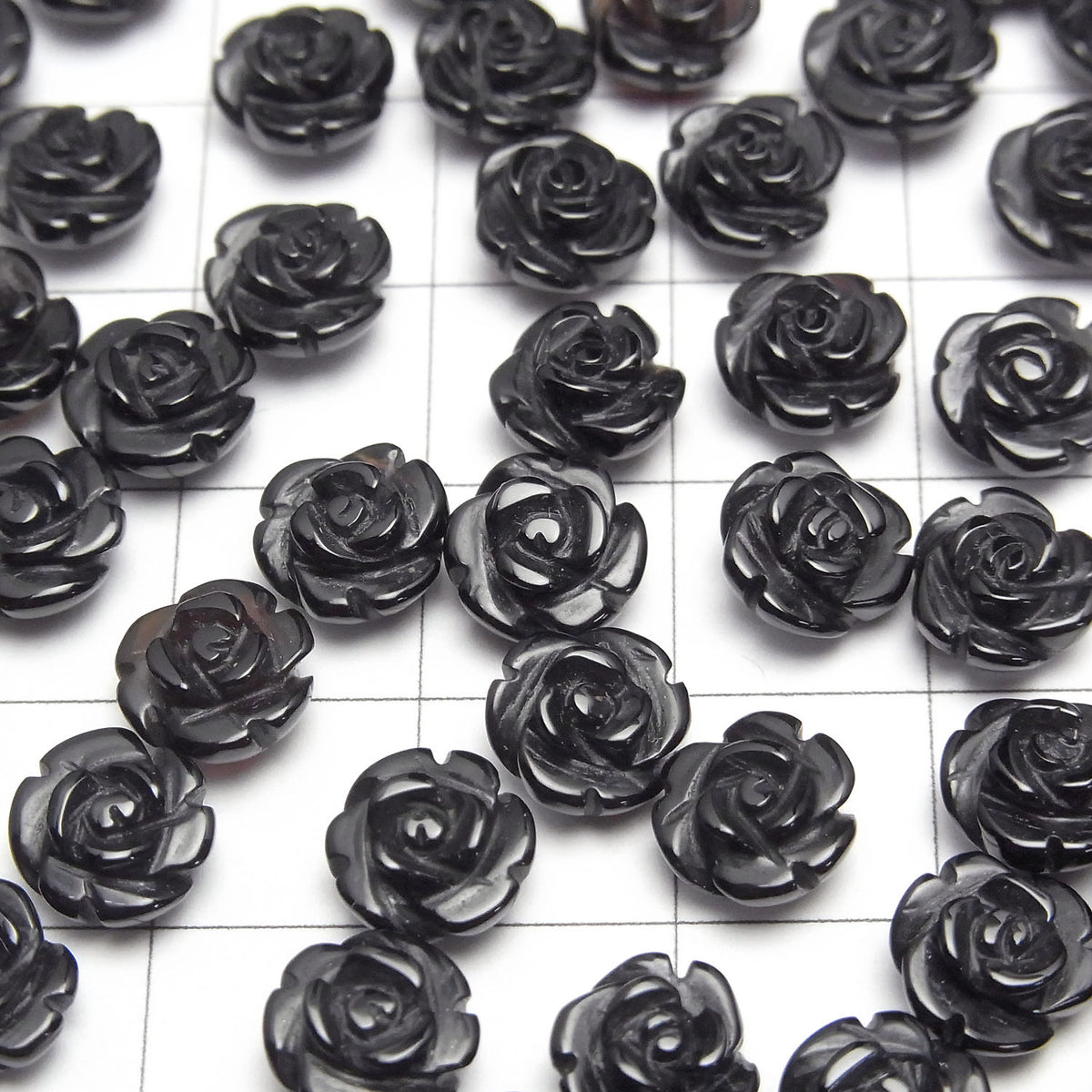 Onyx Rose 8mm [halb durchbohrtes Loch] 4 Stück