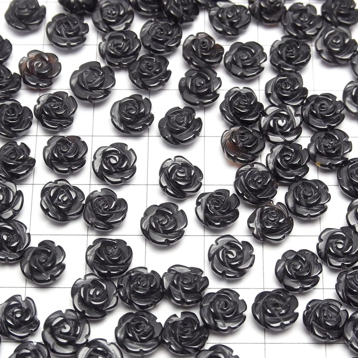 Onyx Rose 8mm [halb durchbohrtes Loch] 4 Stück