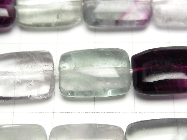 Multicolor Fluorite AAA - Rectangle 18 x 13 x 7 mm half or 1 strand beads (aprx.15 inch / 37 cm)