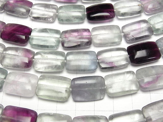 Multicolor Fluorite AAA - Rectangle 18 x 13 x 7 mm half or 1 strand beads (aprx.15 inch / 37 cm)