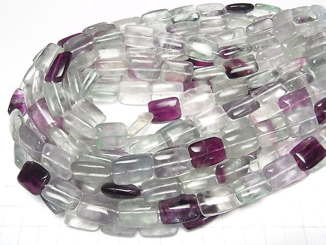 Multicolor Fluorite AAA - Rectangle 18 x 13 x 7 mm half or 1 strand beads (aprx.15 inch / 37 cm)