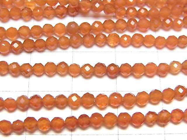 [Video] High Quality! Carnelian AAA Faceted Round 3mm 1strand beads (aprx.15inch / 38cm)