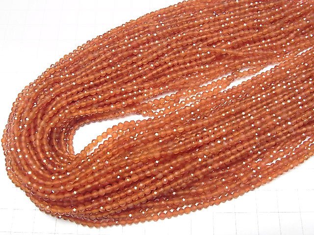 [Video] High Quality! Carnelian AAA Faceted Round 3mm 1strand beads (aprx.15inch / 38cm)