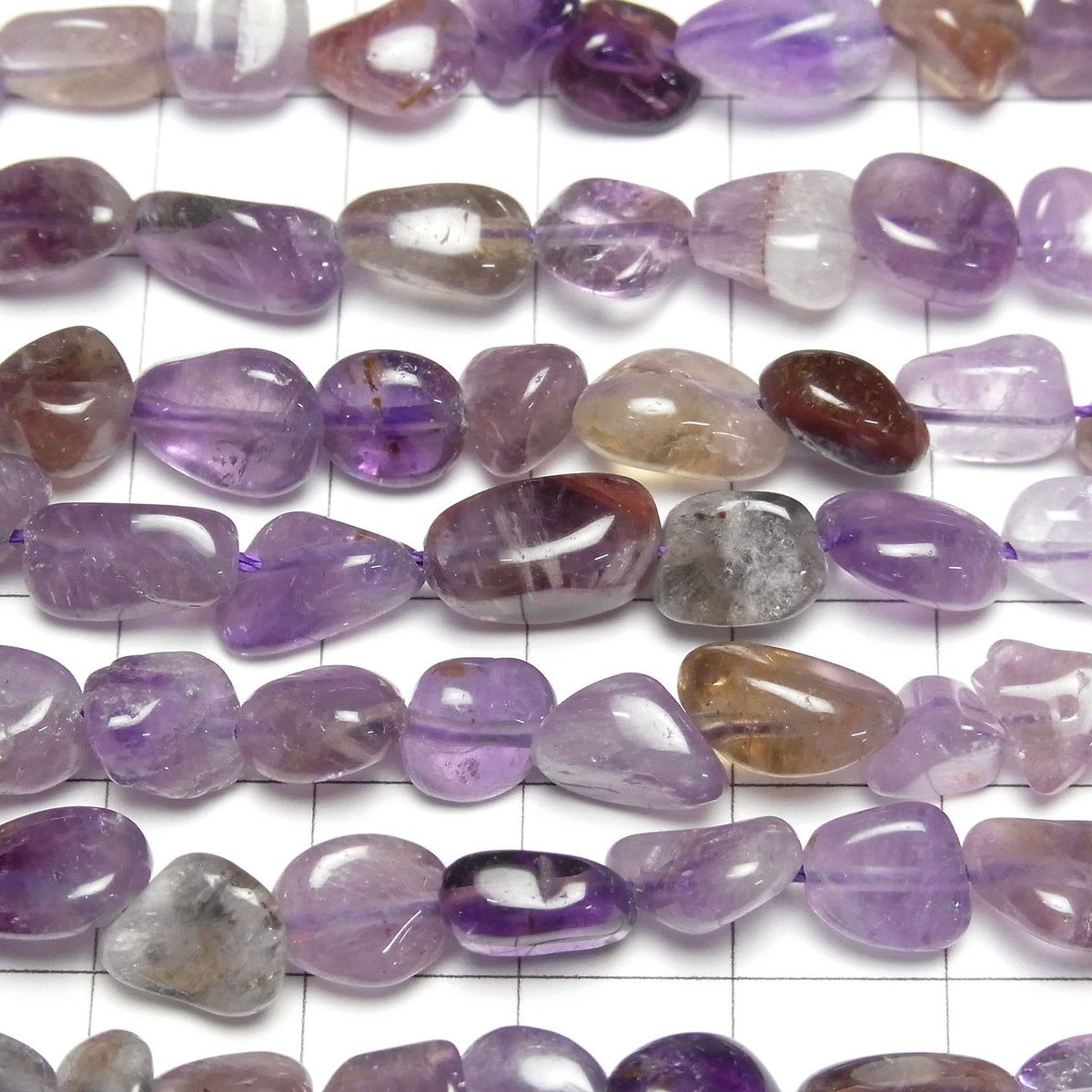 Cacoxenite in Amethyst AA+ Small Size Nugget 1strand beads (aprx.15inch/38cm)