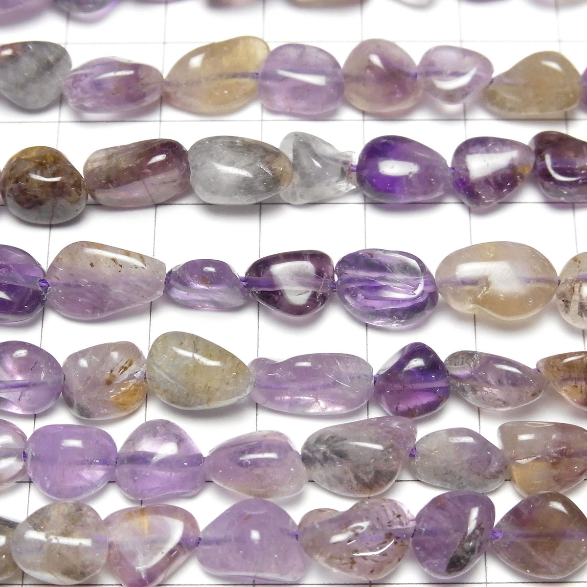 Cacoxenite in Amethyst AA+ Small Size Nugget 1strand beads (aprx.15inch/38cm)