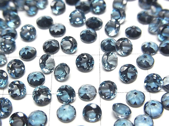 [Video]High Quality London Blue Topaz AAA Loose stone Round Faceted 4x4mm 5pcs