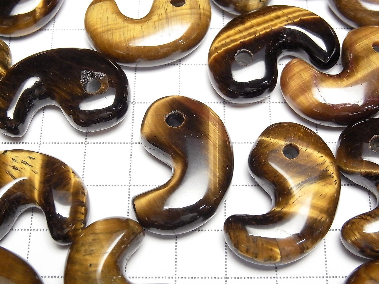 Gelber Tigerauge AAA- Komma-förmige Perle 30x20mm 3Stk