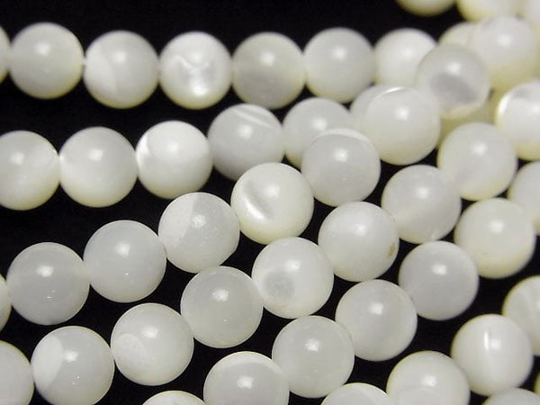 1strand $4.79! Mother of Pearl MOP White Round 6mm 1strand beads (aprx.15inch / 37cm)