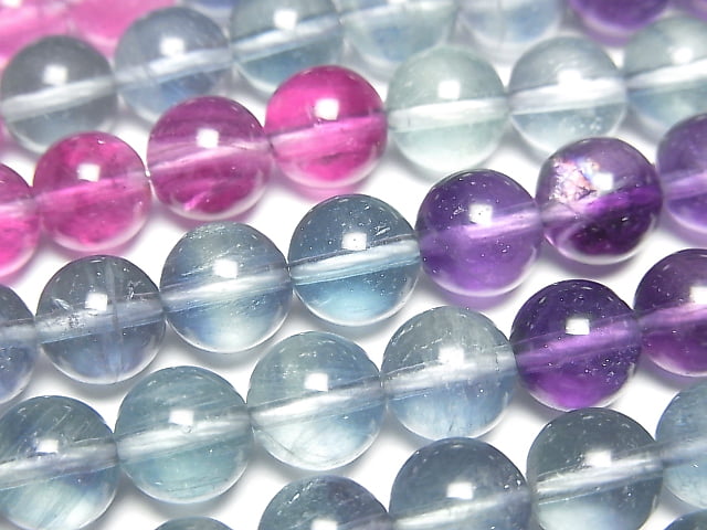 [Video] Fluorite AAA- Round 8mm Color Gradation 1strand beads (aprx.15inch/38cm)