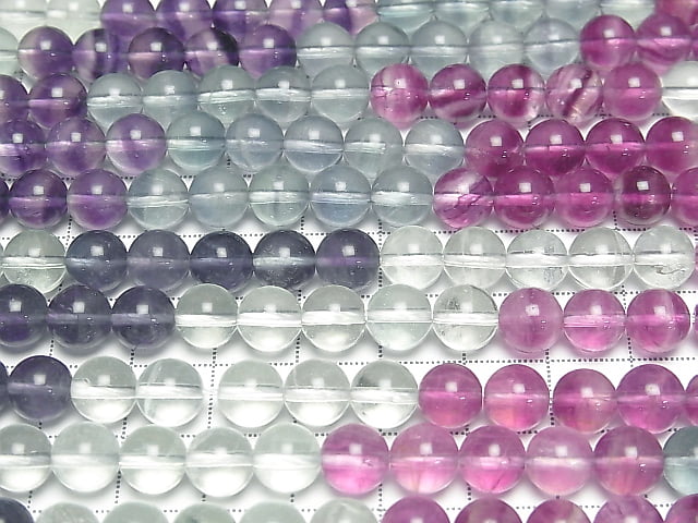 [Video] Fluorite AAA- Round 8mm Color Gradation 1strand beads (aprx.15inch/38cm)