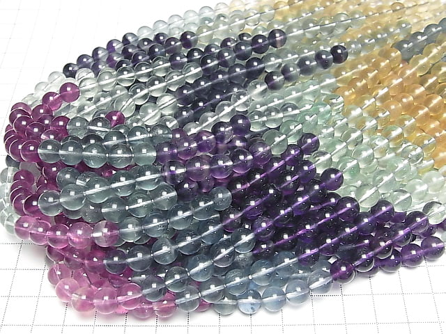 [Video] Fluorite AAA- Round 8mm Color Gradation 1strand beads (aprx.15inch/38cm)