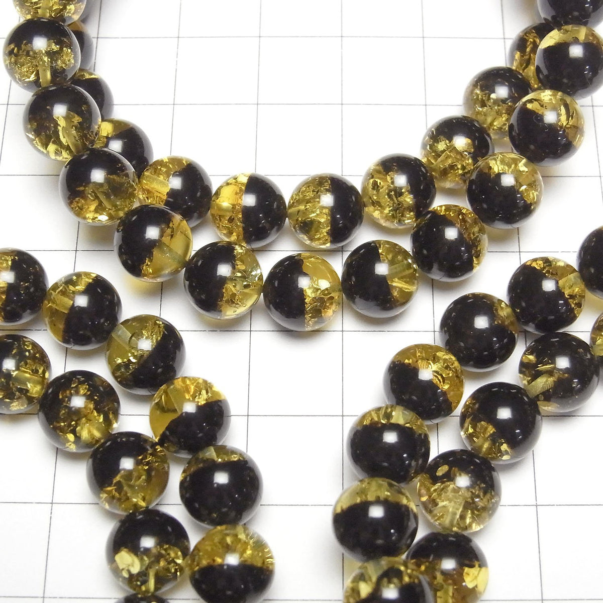 Bracelet en Ambre de la Baltique Rond 8,5 mm Jaune x Noir