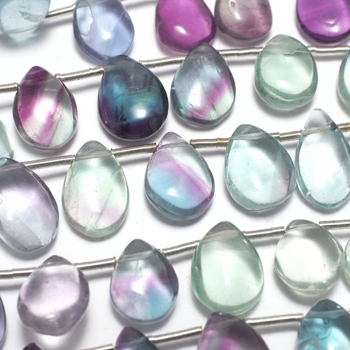Multicolor Fluorite AA++ Pear shape (Smooth) 1strand beads (aprx.6inch/16cm)