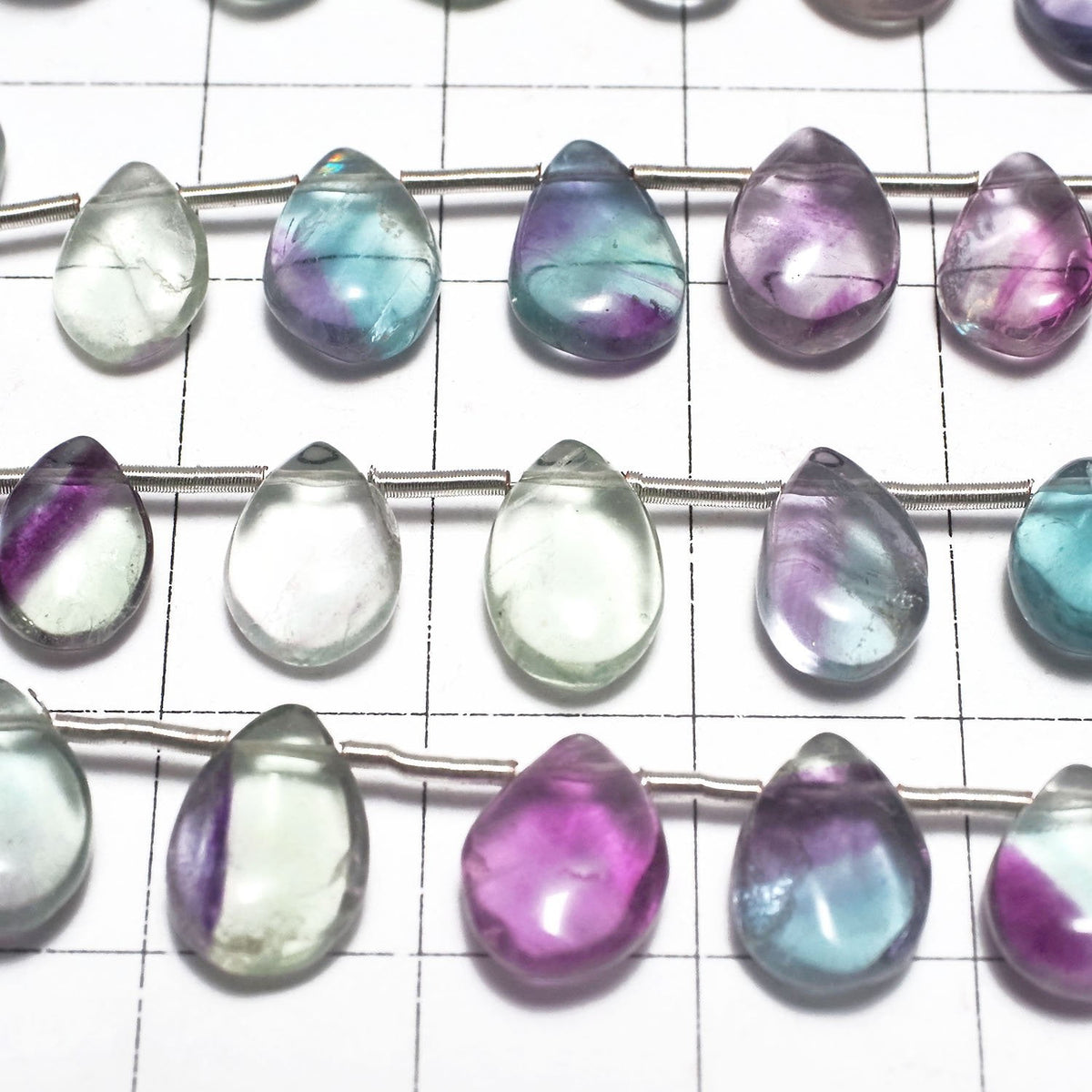 Multicolor Fluorite AA++ Pear shape (Smooth) 1strand beads (aprx.6inch/16cm)