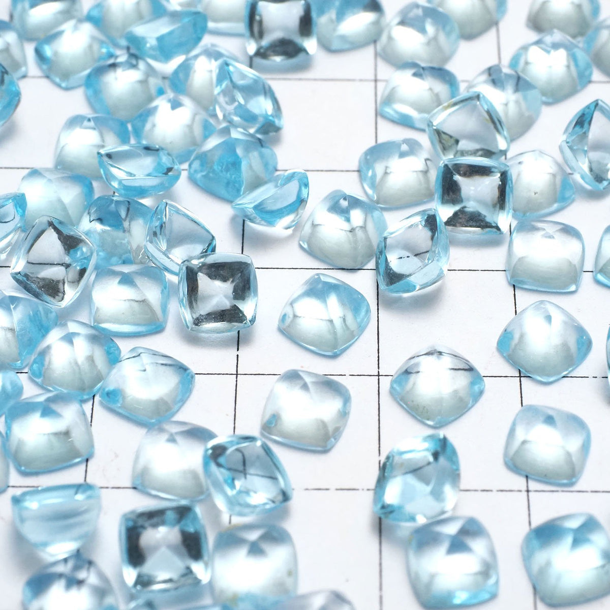 High Quality Sky Blue Topaz AAA Sugarloaf Cut 6x6mm 2pcs