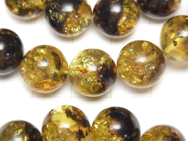 [Video] Baltic Amber Round 12mm Yellow x Black Bracelet