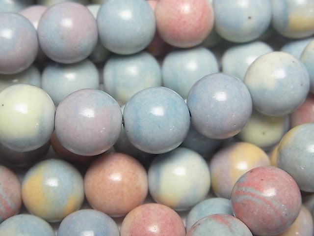 Arashan Agate Pastel color Round 10mm 1strand beads (aprx.15inch/38cm)