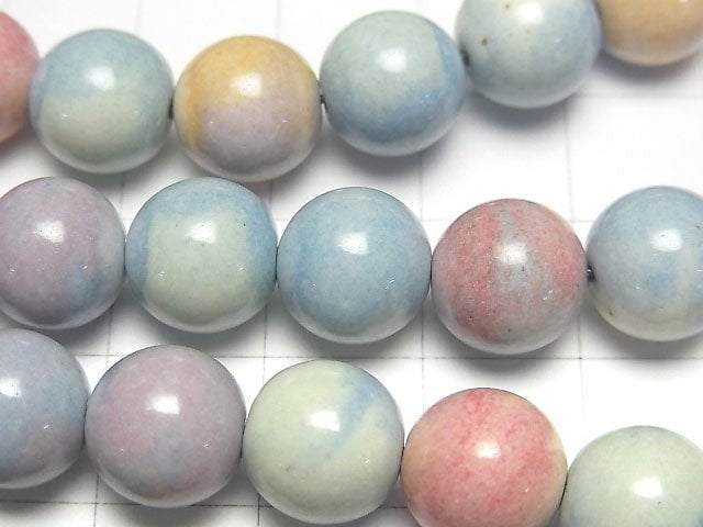 Arashan Agate Pastel color Round 10mm 1strand beads (aprx.15inch/38cm)