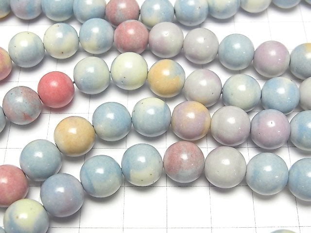 Arashan Agate Pastel color Round 10mm 1strand beads (aprx.15inch/38cm)