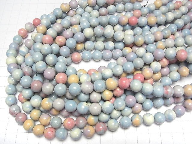 Arashan Agate Pastel color Round 10mm 1strand beads (aprx.15inch/38cm)