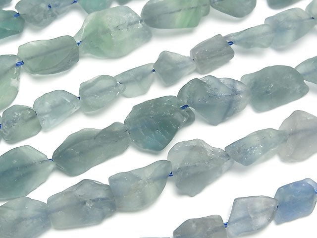 [Video] Blue Green Fluorite Rough Rock Nugget [S-M size] 1strand beads (aprx.15inch/36cm)