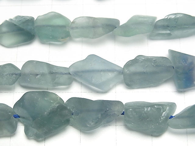 [Video] Blue Green Fluorite Rough Rock Nugget [S-M size] 1strand beads (aprx.15inch/36cm)