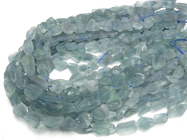 [Video] Blue Green Fluorite Rough Rock Nugget [S-M size] 1strand beads (aprx.15inch/36cm)