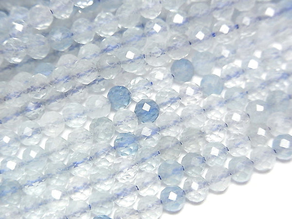 [Video] High Quality!  Aquamarine AA++ Faceted Round 3mm  1strand beads (aprx.15inch/37cm)