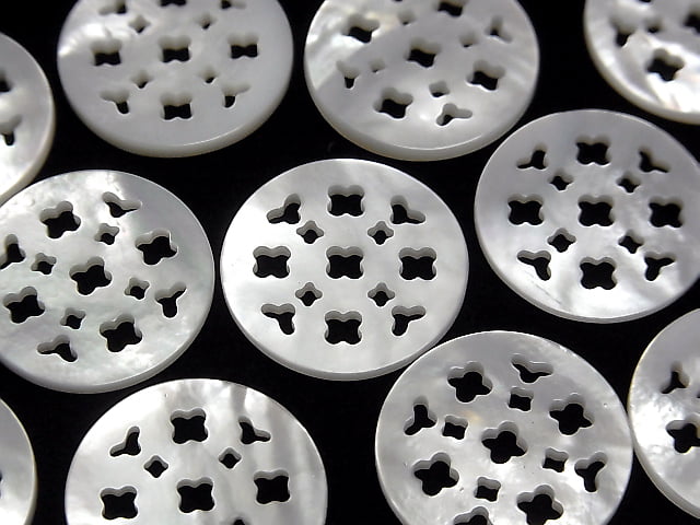 [Video] High Quality White Shell Watermark Coin 20x20x2mm Flower Design 1pc